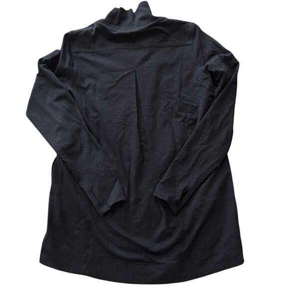 Lululemon Belle Wrap Women's 6 French Terry Black Drape Front Cross Snap Jacket - Picture 2 of 7